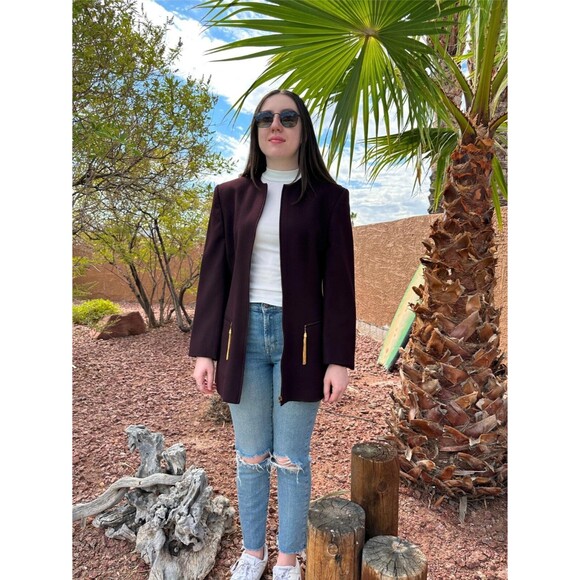 Vintage 1980s Louis Feraud Wool Women's Size 6 Purple Tassel Made In W Germany - Picture 10 of 12